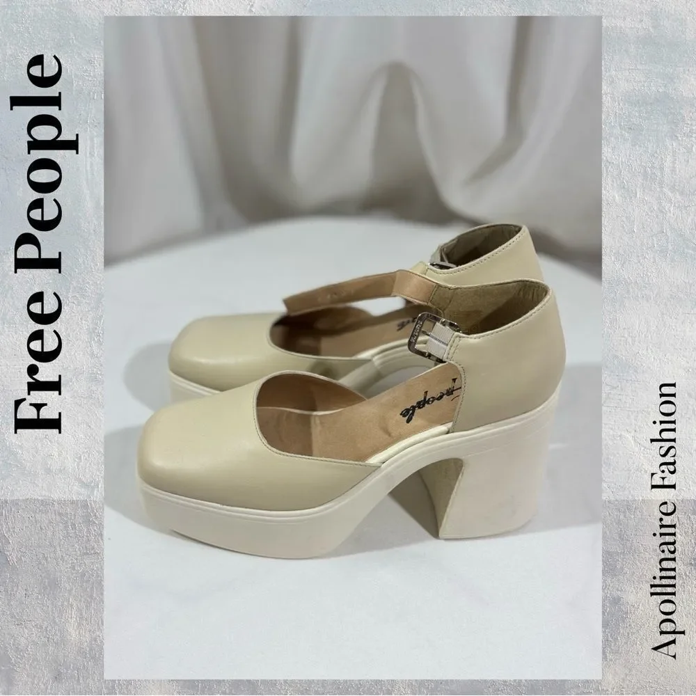 Free People Gwen Mary Jane Platform Heels in Moonlight Size 40 New or 10 US